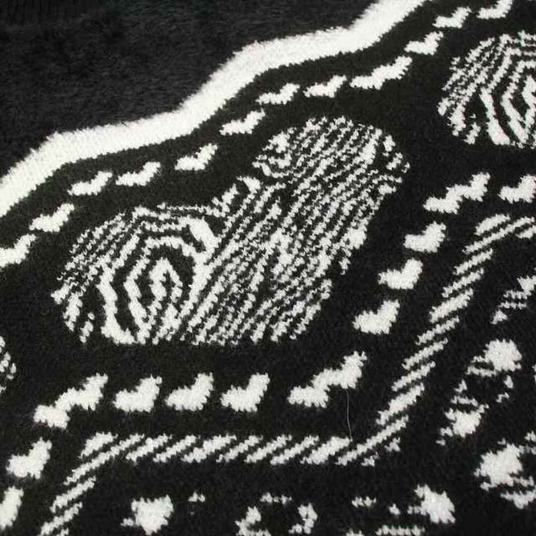 DESIGUAL(デシグアル)のデシグアル シャギーニット セーター 長袖 プルオーバー ハート M 黒  白 レディースのトップス(ニット/セーター)の商品写真