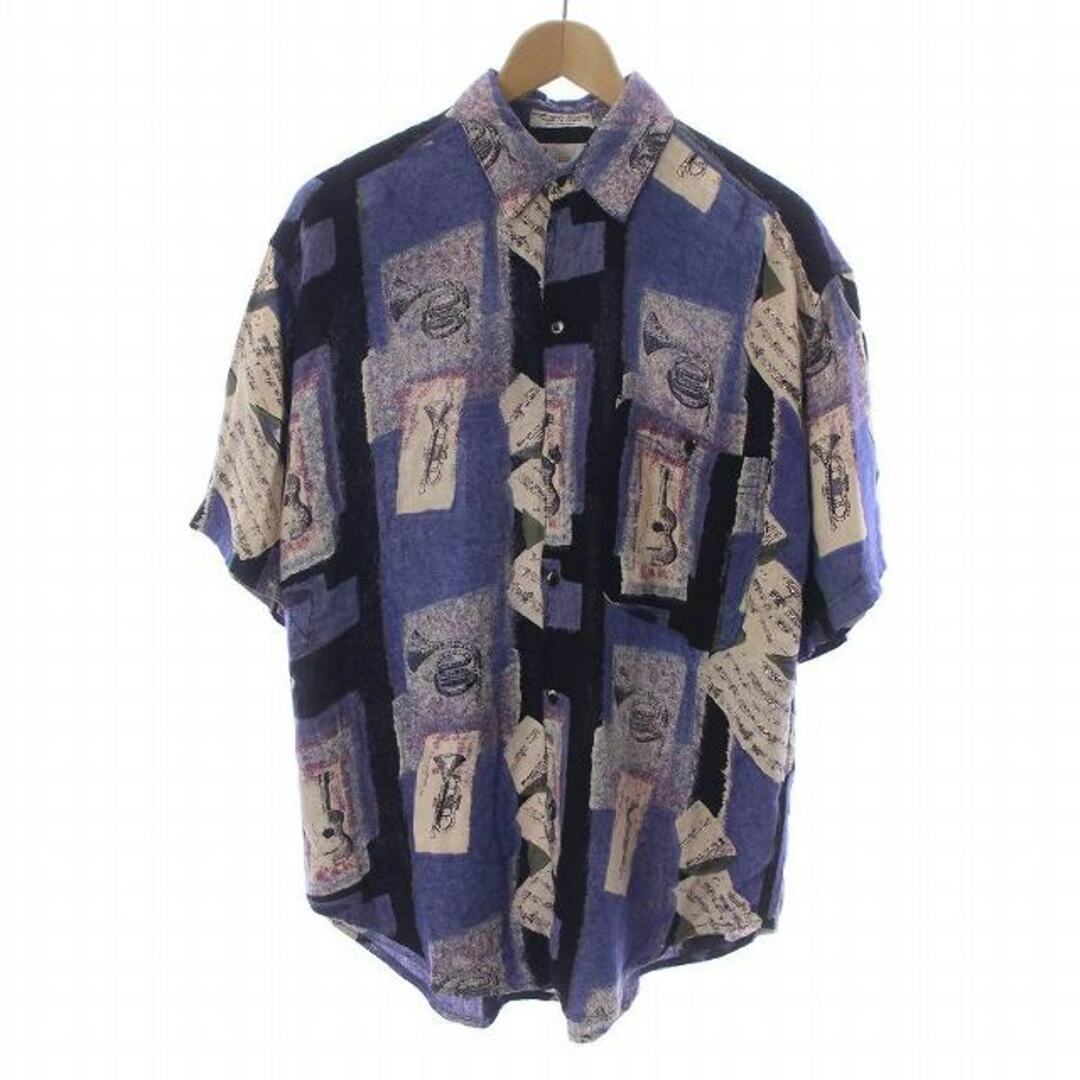 other(アザー)のGOOUCH 90s ヴィンテージ デットストック シャツ 半袖 S 紫 黒 メンズのトップス(シャツ)の商品写真