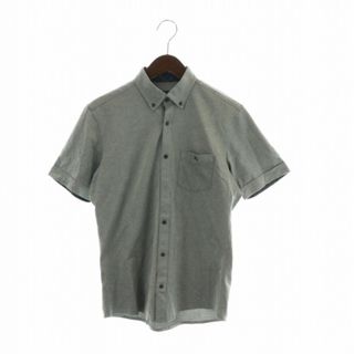 BURBERRY BLACK LABEL - バーバリーブラックレーベル ボタンダウンシャツ 半袖 ロゴ 刺繍 2 M グレー