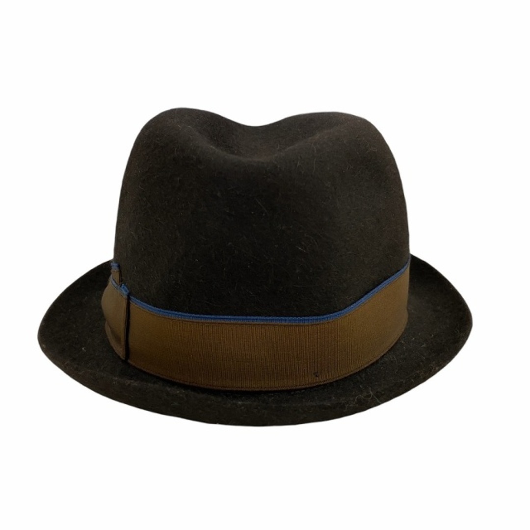 Borsalino(ボルサリーノ)のBorsalino 中折れ ハット 帽子 ラビットファー ロゴ リボン 茶 メンズの帽子(その他)の商品写真