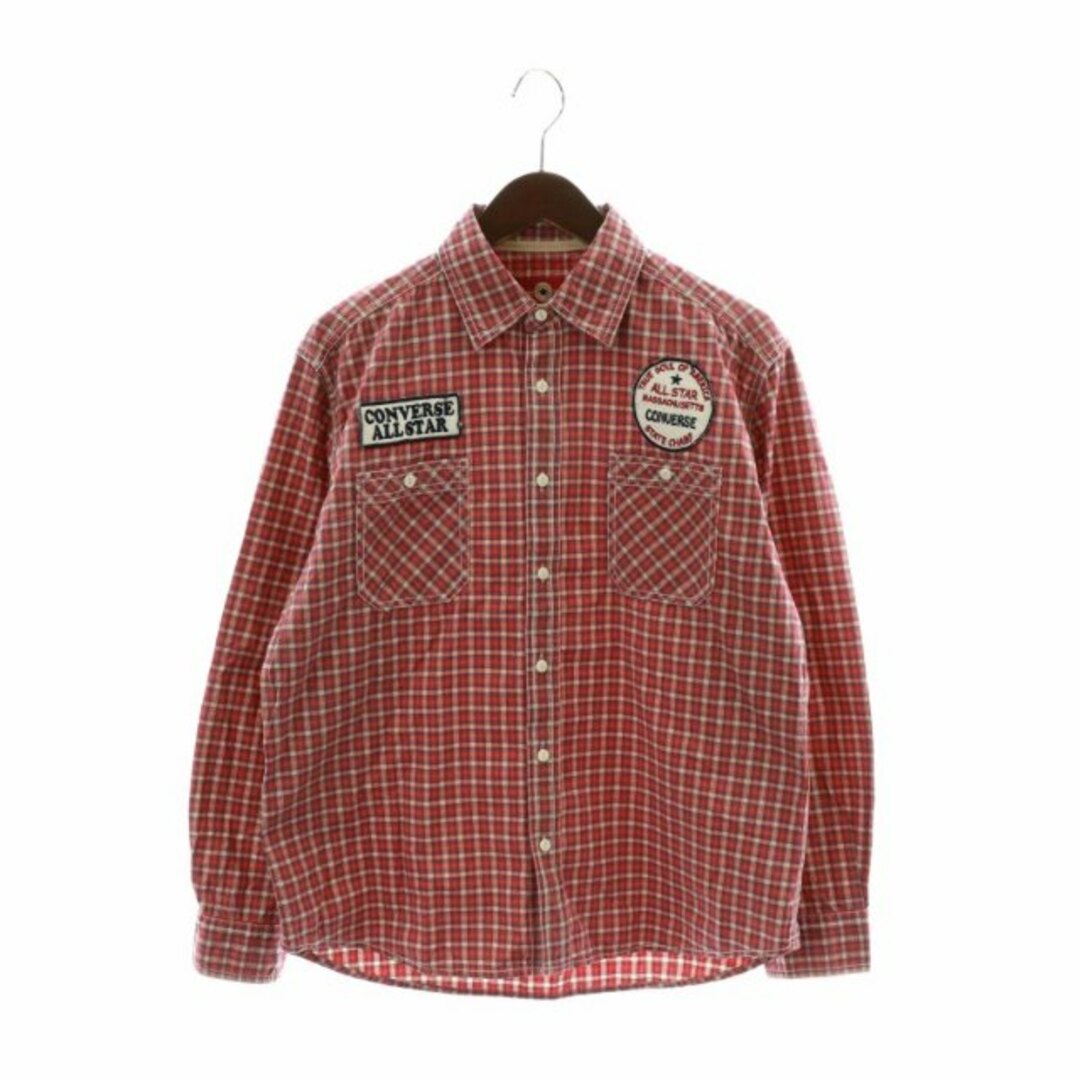 CONVERSE(コンバース)のコンバース ヴィンテージ カジュアルシャツ 長袖 チェック柄 ワッペン L 赤 メンズのトップス(シャツ)の商品写真
