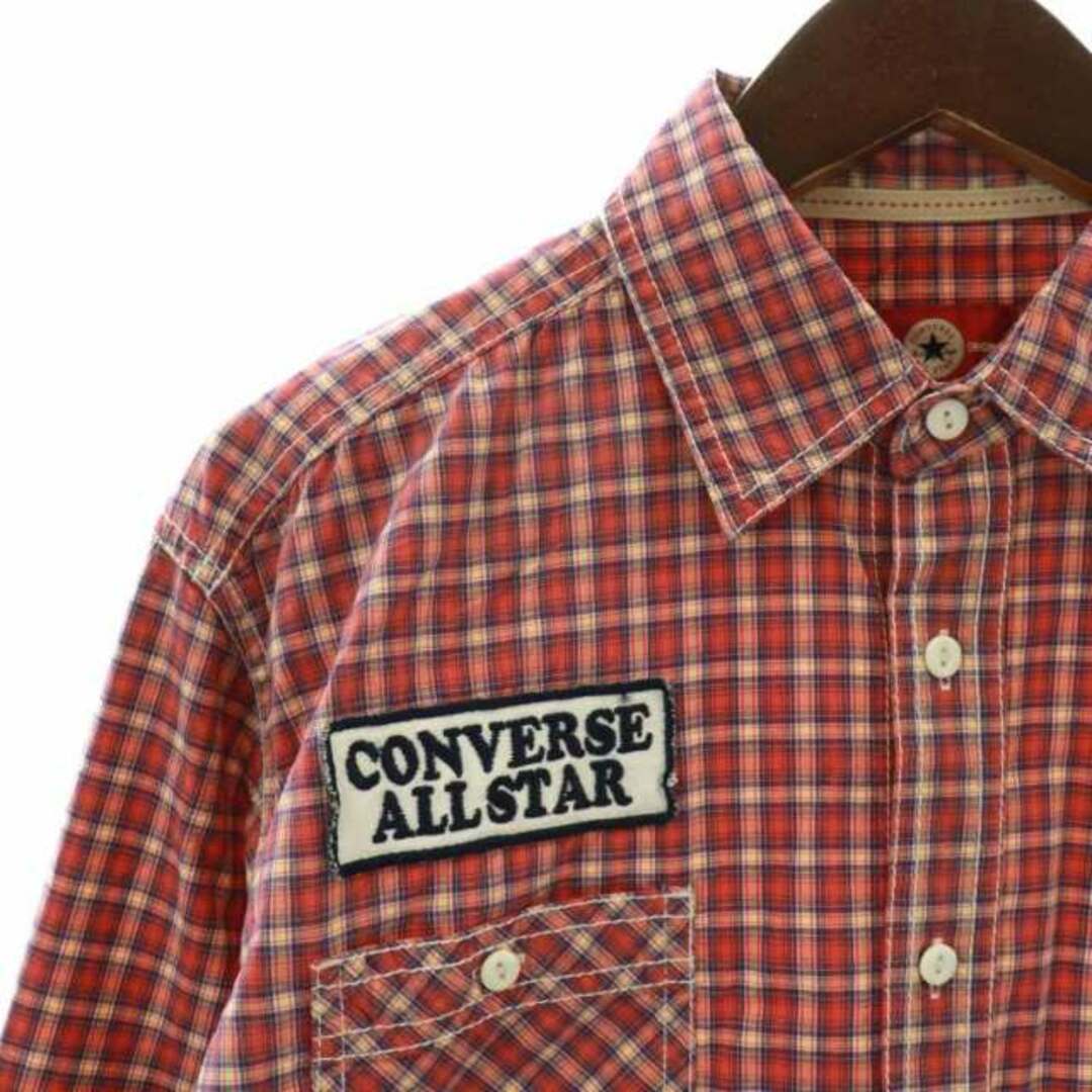 CONVERSE(コンバース)のコンバース ヴィンテージ カジュアルシャツ 長袖 チェック柄 ワッペン L 赤 メンズのトップス(シャツ)の商品写真