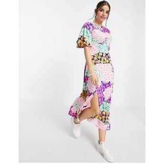 エイソス(asos)のASOS 花柄ワンピースUK10(ロングワンピース/マキシワンピース)