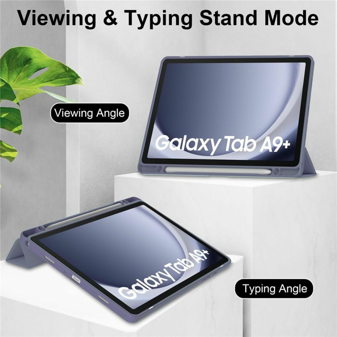 【色: 紫灰】Galaxy Tab A9+ 11インチ ケース 背面透明 クリア スマホ/家電/カメラのPC/タブレット(タブレット)の商品写真