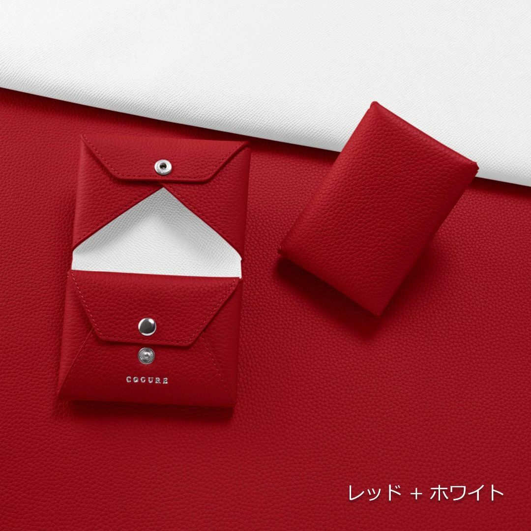 【色: レッド+ホワイト】[COGURE] コグレ カードケース 名刺入れ 小銭 メンズのバッグ(その他)の商品写真