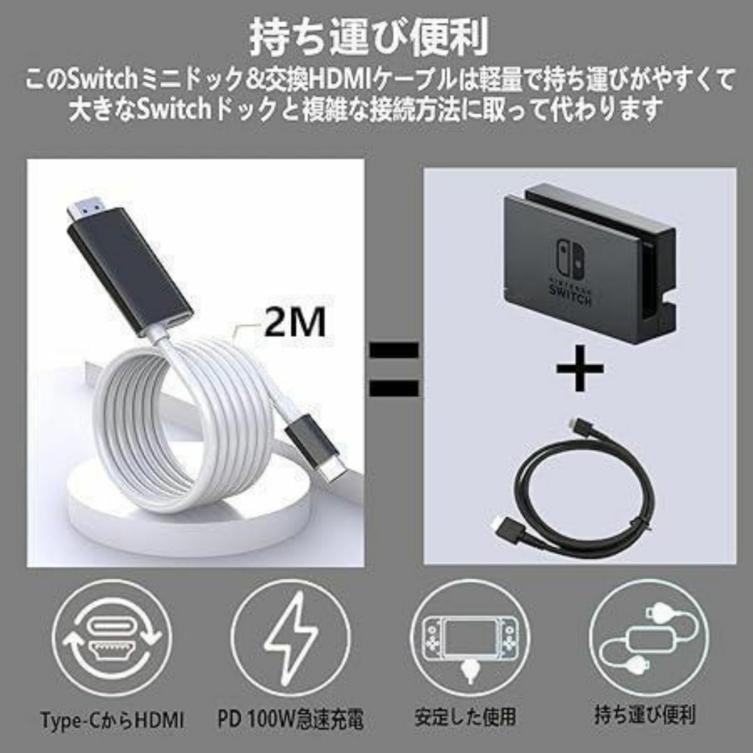 高画質 Switch HDMI ケーブル TVモード コンパクト 遅延なし エンタメ/ホビーのゲームソフト/ゲーム機本体(その他)の商品写真