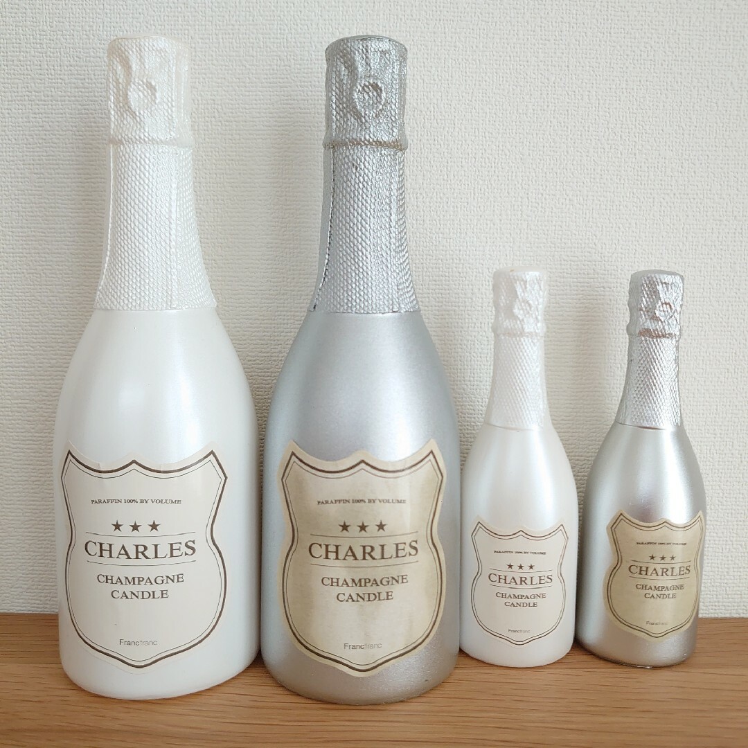 Francfranc(フランフラン)のフランフラン シャンパンボトル オブジェ キャンドル 4本組 インテリア/住まい/日用品のインテリア小物(置物)の商品写真