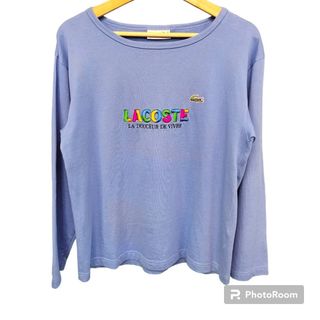 レア★ラコステ ロンT 長袖 刺繍ロゴ  ブルー Sサイズ相当(Tシャツ(長袖/七分))