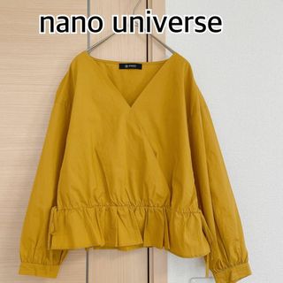 nano・universe - nano universe ナノユニバース　長袖ブラウス　イエロー　Vネック