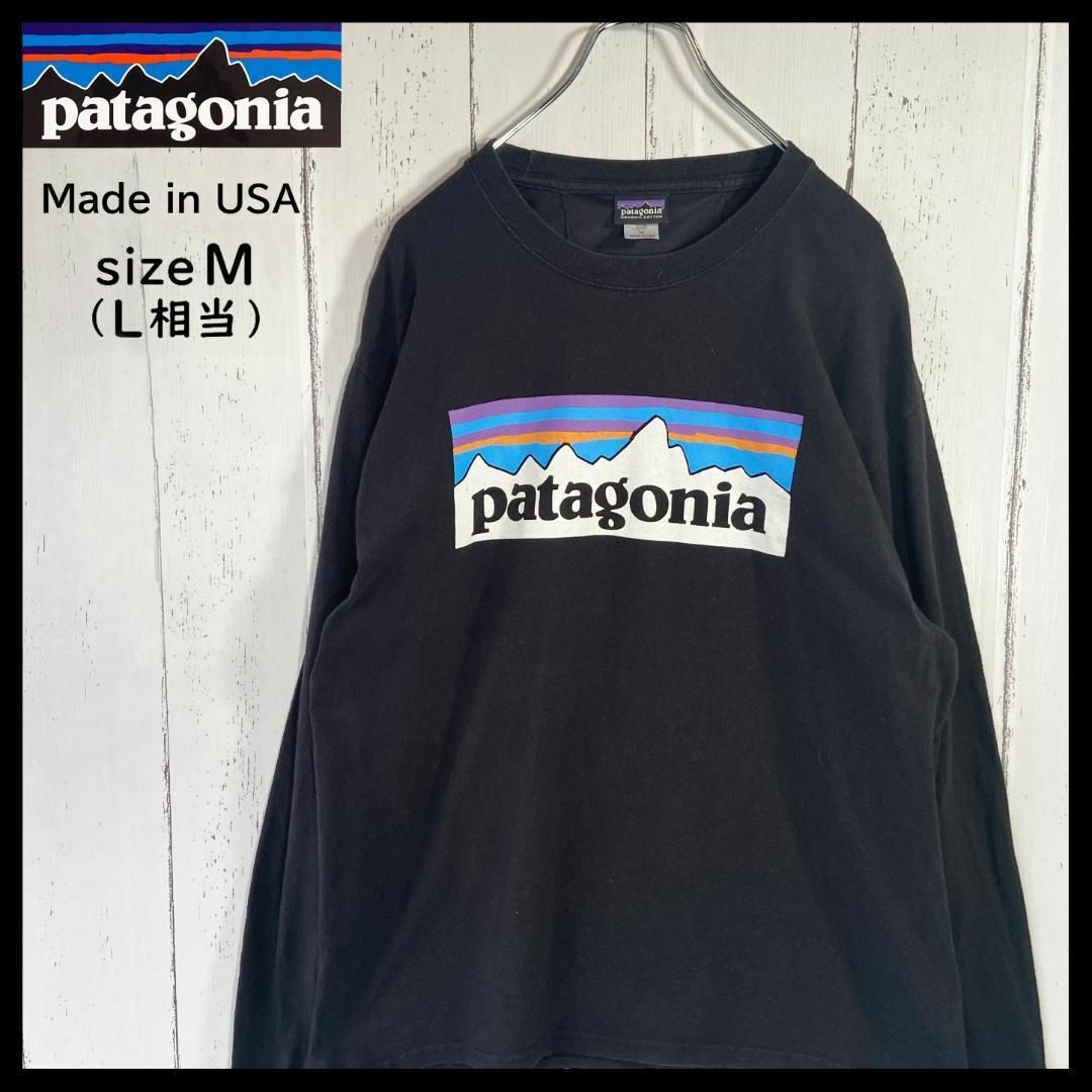 patagonia(パタゴニア)のパタゴニア PATAGONIA カットソー 長袖 ロンT USA製 L相当 黒 メンズのトップス(Tシャツ/カットソー(七分/長袖))の商品写真