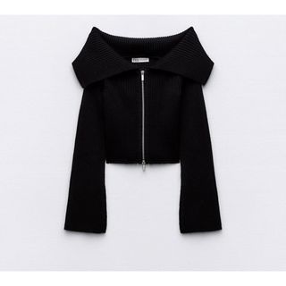 ザラ(ZARA)のZARA  ジップアップリブニットカーディガン XS(カーディガン)