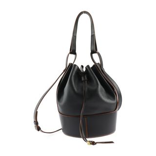 ロエベ(LOEWE)のLOEWE ロエベ  バルーンバッグ ミディアム ショルダーバッグ 326 75AC30   カーフスキン ブラック ブラウン ゴールド金具 アナグラム 巾着型 バケットバッグ 2WAY 【本物保証】(ショルダーバッグ)