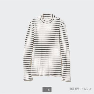 ユニクロ(UNIQLO)の46.UNIQLO リブハイネックボーダーT（長袖）(Tシャツ(長袖/七分))