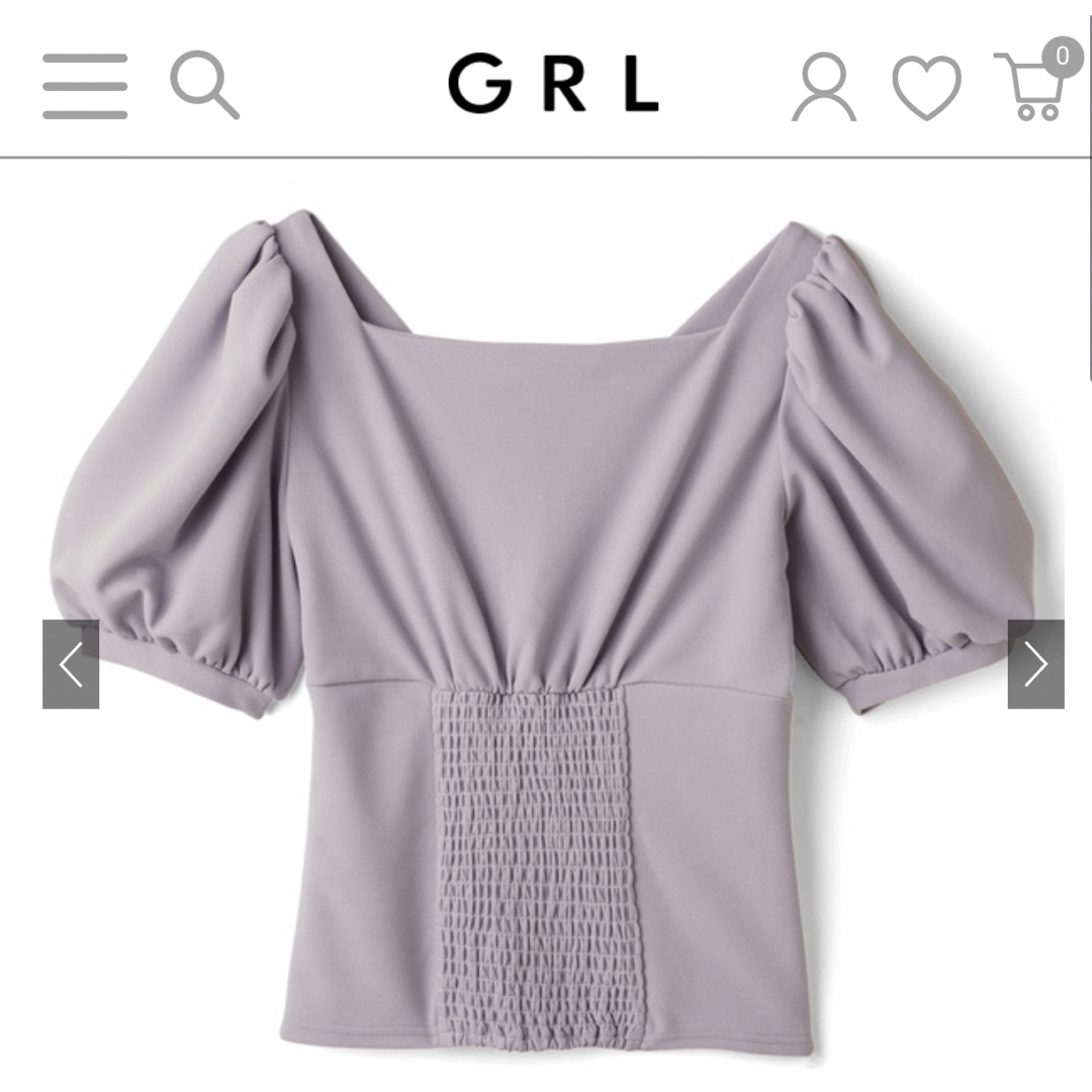 GRL(グレイル)のGRL カシュクールパフスリーブトップス pm159 パープル 薄紫 紫 上品 レディースのトップス(シャツ/ブラウス(半袖/袖なし))の商品写真