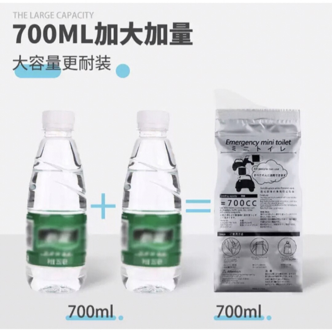 携帯トイレ 携帯用 コンパクト 防災 災害 非常用 登山 車 釣り １０個 インテリア/住まい/日用品の日用品/生活雑貨/旅行(防災関連グッズ)の商品写真