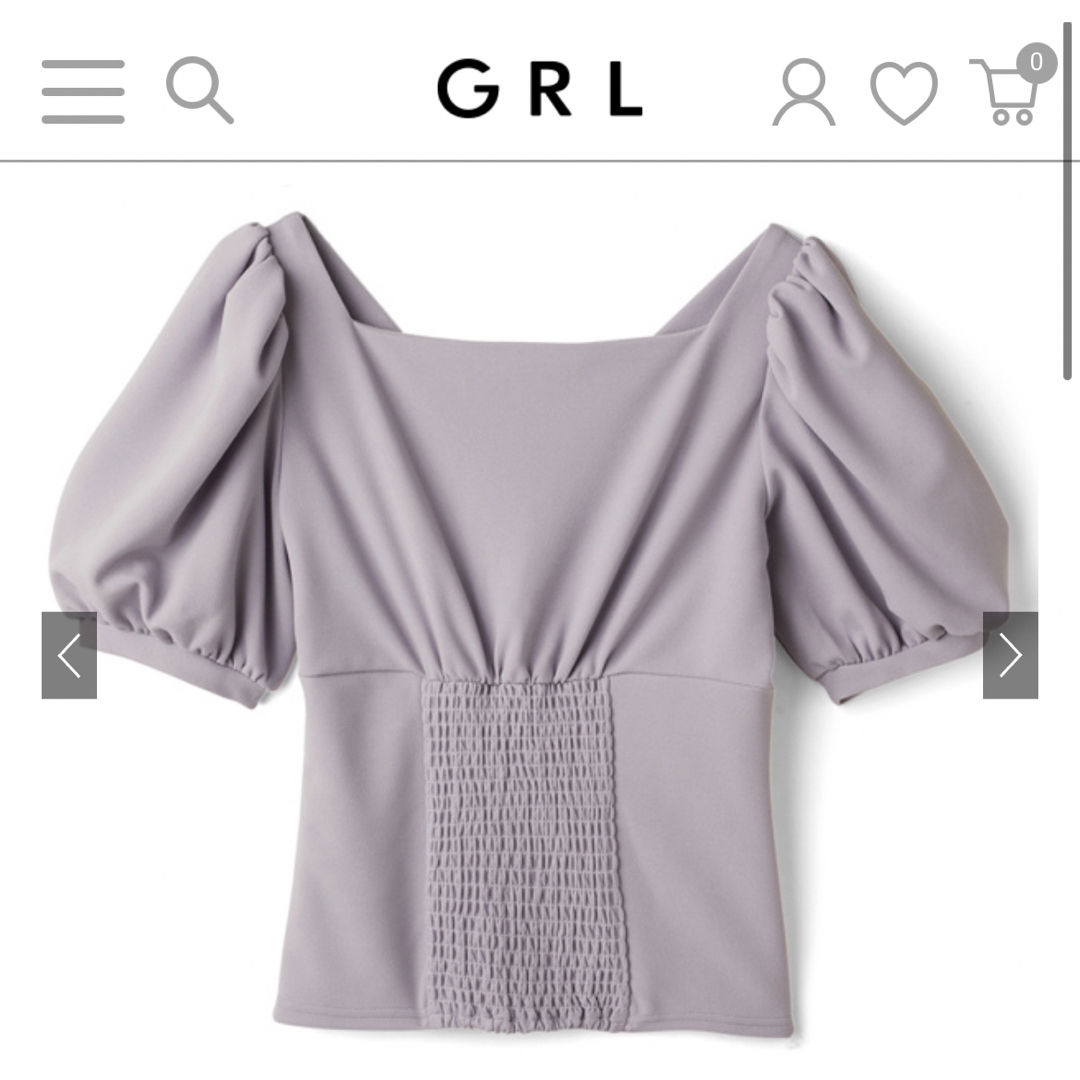 GRL(グレイル)のGRL カシュクールパフスリーブトップス pm159 パープル 薄紫 紫 上品 レディースのトップス(シャツ/ブラウス(半袖/袖なし))の商品写真