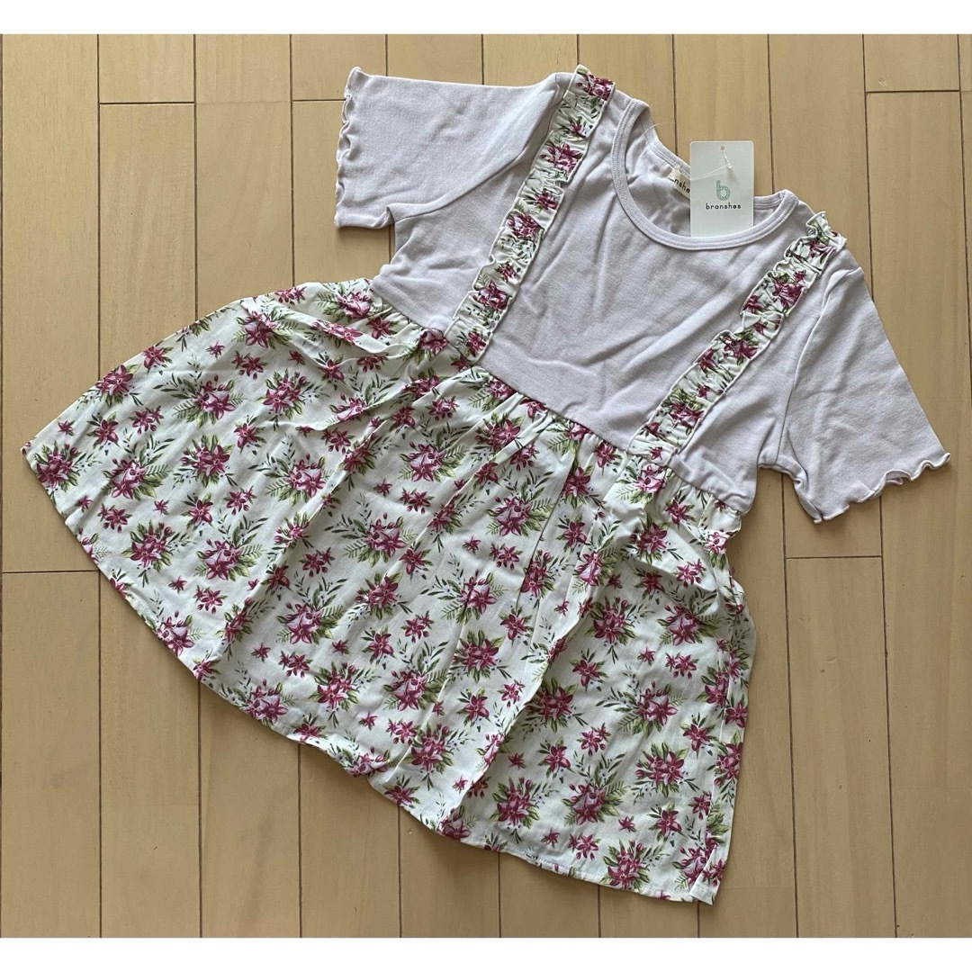 Branshes(ブランシェス)のブランシェス ボタニカル柄ドッキングTシャツ 150 キッズ/ベビー/マタニティのキッズ服女の子用(90cm~)(Tシャツ/カットソー)の商品写真