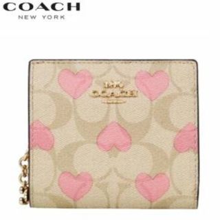 COACH - 【新品未使用】COACH 二つ折り財布 CQ145 シグネチャー　ハート柄