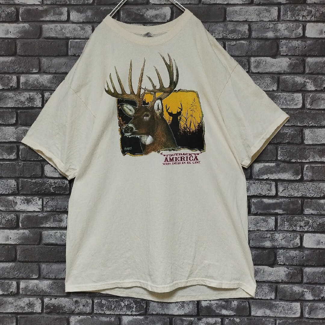 GILDAN(ギルタン)の超オーバーサイズアニマルtシャツTシャツヘラジカビッグプリントロゴtee鹿動物 メンズのトップス(Tシャツ/カットソー(半袖/袖なし))の商品写真