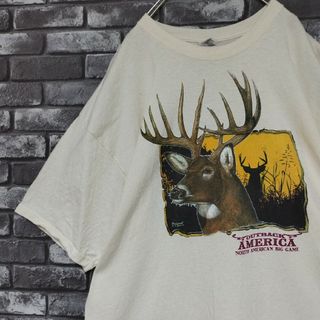 GILDAN - 超オーバーサイズアニマルtシャツTシャツヘラジカビッグプリントロゴtee鹿動物