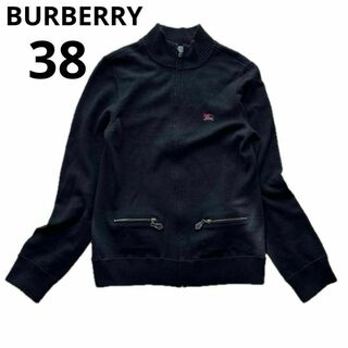 BURBERRY BLUE LABEL - BURBERRY ニット セーター フルジップ ブラック ハイネック 38 M
