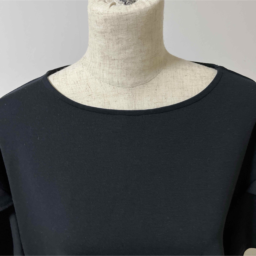 GU(ジーユー)の【GU】レディース　ブラック　ブラウス　トップス　シャツ　半袖　カジュアル　古着 レディースのトップス(シャツ/ブラウス(半袖/袖なし))の商品写真