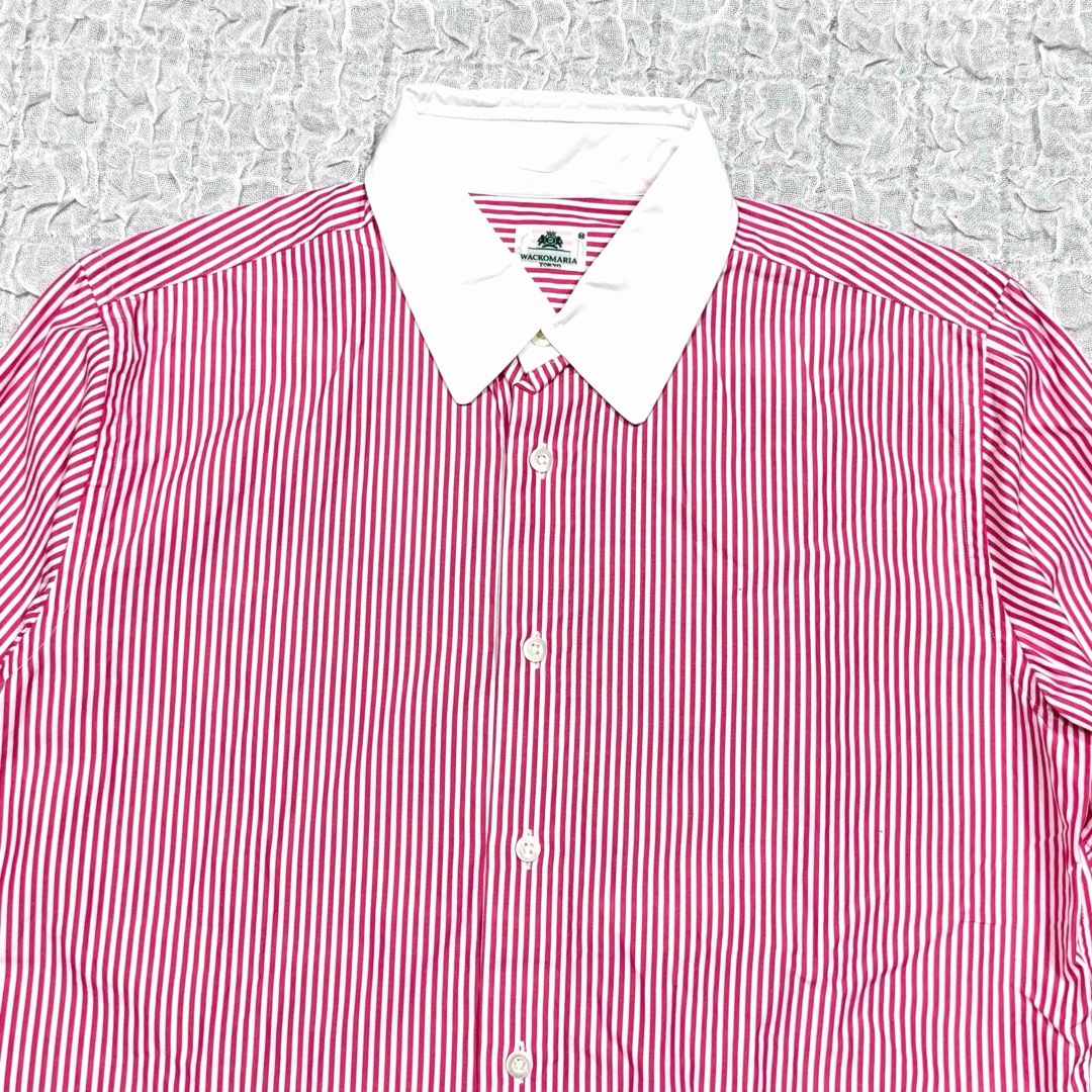 WACKO MARIA(ワコマリア)のWACKO MARIA ワコマリア　ストライプBD長袖シャツ　ピンク　サイズM メンズのトップス(シャツ)の商品写真