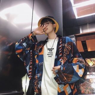 大人気！柄シャツ　個性的　韓国　メンズ　 XL　ストリート　レトロ