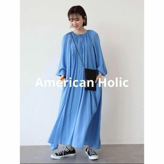 アメリカンホリック(AMERICAN HOLIC)の新品 春夏ドレス レンチングＥＶラグランギャザーワンピース チュニック マキシ丈(ロングワンピース/マキシワンピース)