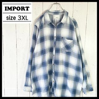 sonoma - sonoma オンブレ シャドーチェック シャツ 長袖 古着 3XL