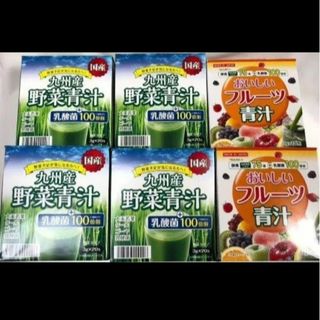 【国産】新品6箱[112包]九州産野菜青汁/フルーツ青汁/乳酸菌100億個/酵素