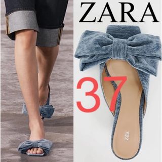 ZARA - ZARA⭐︎リボンベルベットミュール　STORY掲載　高垣麗子　リボン　ミュール