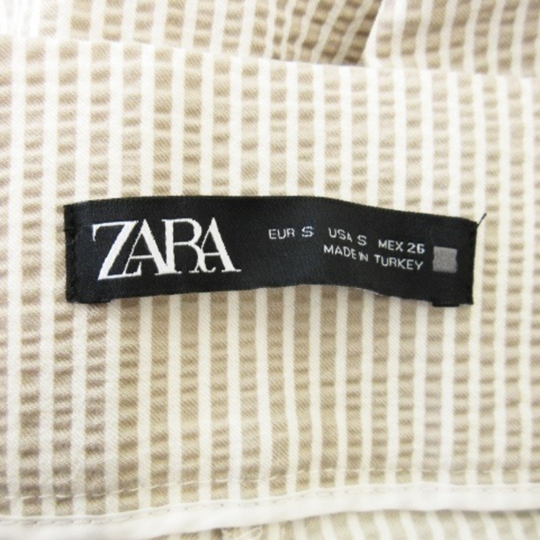 ZARA(ザラ)のザラ パンツ スラックス ワイド テーパード サッカー ストライプ S ベージュ レディースのレディース その他(その他)の商品写真