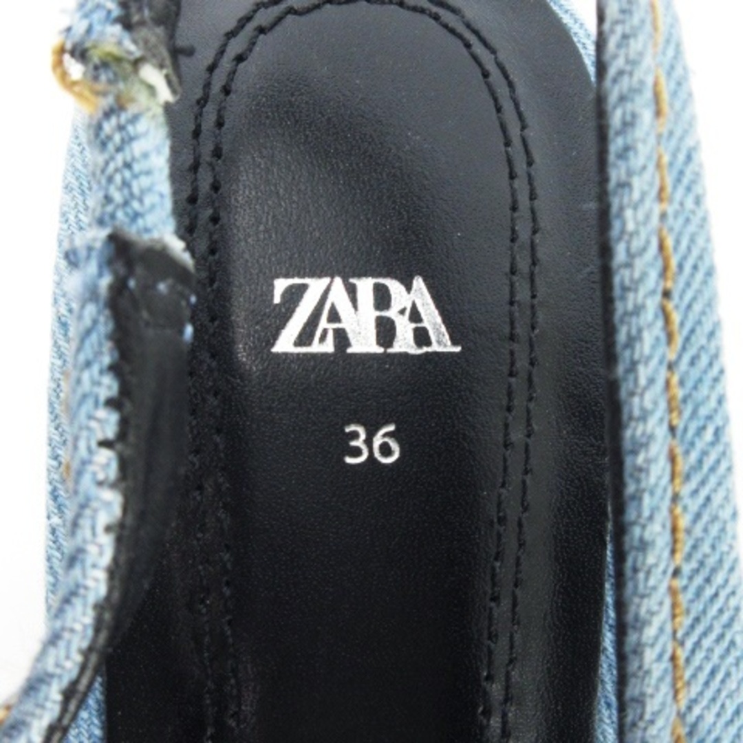 ZARA(ザラ)のザラ パンプス デニム ポインテッドトゥ ストラップ ローヒール 36 青 レディースの靴/シューズ(ハイヒール/パンプス)の商品写真