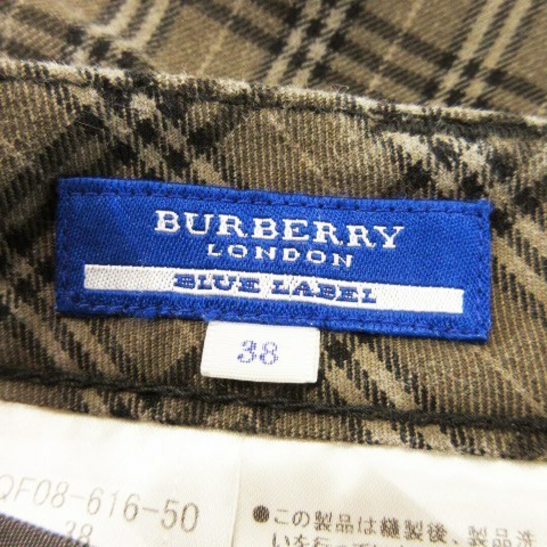 BURBERRY BLUE LABEL(バーバリーブルーレーベル)のバーバリーブルーレーベル パンツ クロップド サブリナ チェック 総柄 38 茶 レディースのパンツ(その他)の商品写真