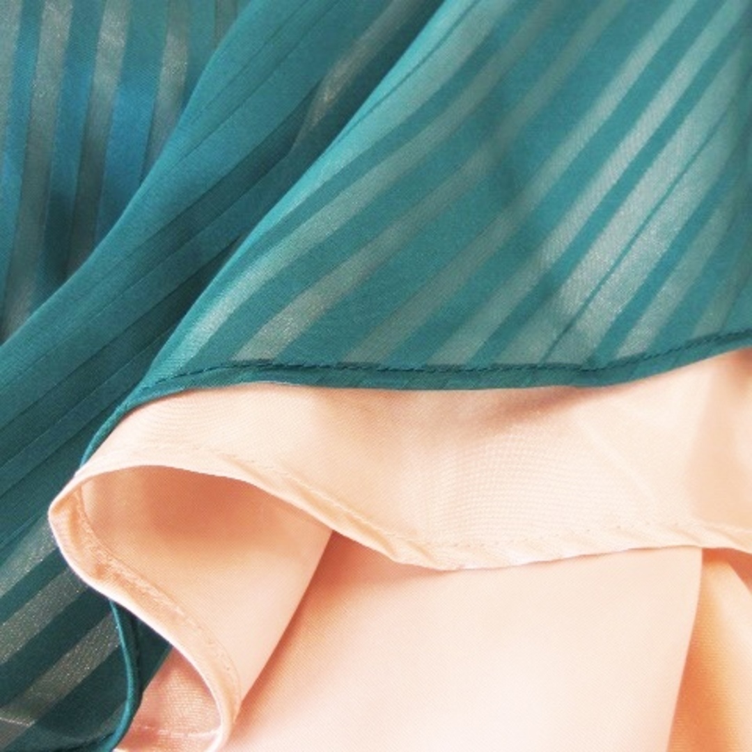 グランターブル ワンピース ドレス ひざ丈 ハイネック シアー ストライプ 緑 レディースのフォーマル/ドレス(礼服/喪服)の商品写真