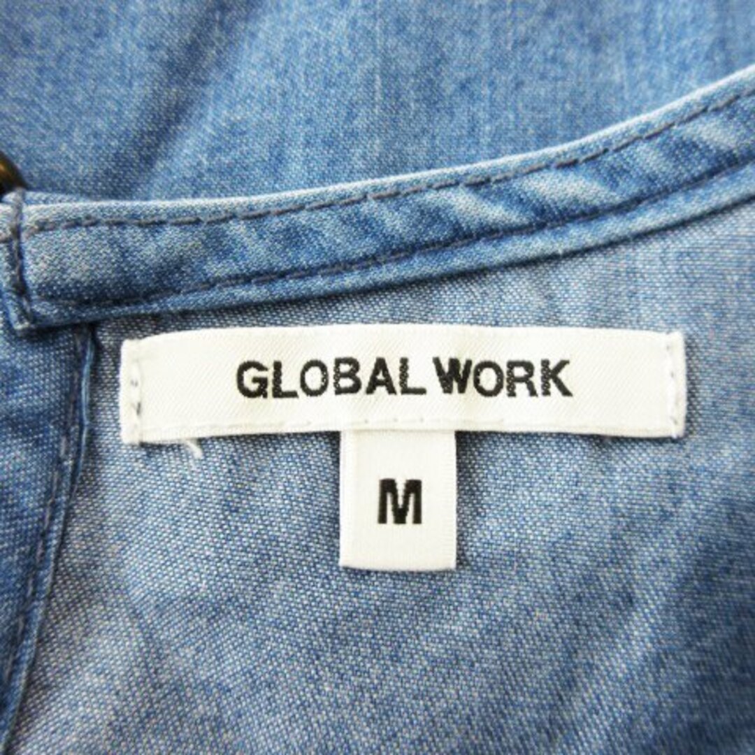 GLOBAL WORK(グローバルワーク)のグローバルワーク ブラウス 半袖 シャンブレー 薄手 ヴィンテージ加工 M 青 レディースのレディース その他(その他)の商品写真