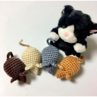 【ハンドメイド】猫のおもちゃ ＊アースカラーねず公 -  ミニサイズ＊４個セット(猫)