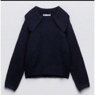 ザラ(ZARA)のZARA ザラ セーラー ポロ ニット セーター ネイビー(ニット/セーター)