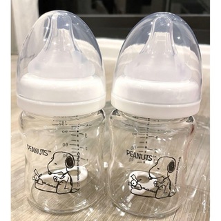 スヌーピー ガラス哺乳瓶 120ml×2本 広口タイプ(哺乳ビン)