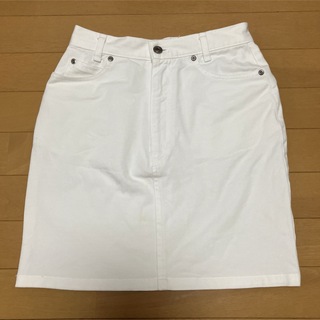 スカート　ホワイト　ウエスト60(ひざ丈スカート)