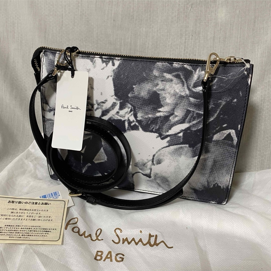 Paul Smith(ポールスミス)の新品 本物 正規品 ポールスミス レザー ショルダーバッグ サコッシュ 黒白 レディースのバッグ(ショルダーバッグ)の商品写真