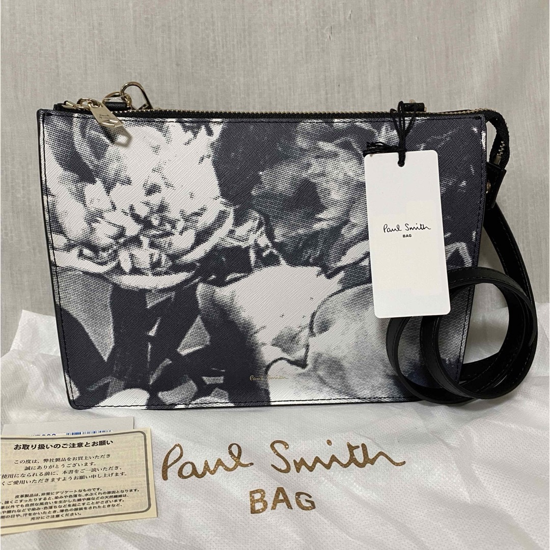 Paul Smith(ポールスミス)の新品 本物 正規品 ポールスミス レザー ショルダーバッグ サコッシュ 黒白 レディースのバッグ(ショルダーバッグ)の商品写真