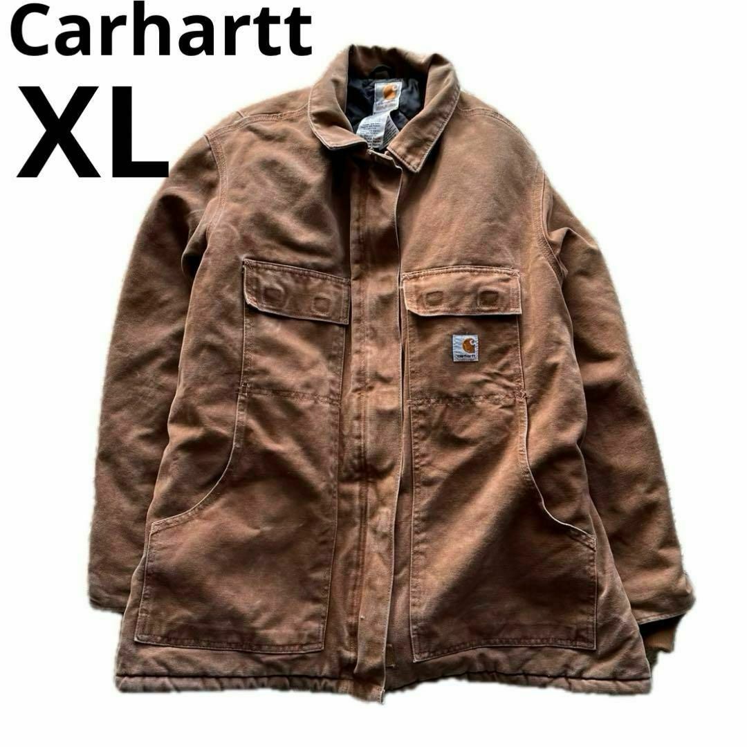 carhartt(カーハート)のCarhartt カーハート ダックジャケットコート ブラウン XL レディース レディースのジャケット/アウター(モッズコート)の商品写真