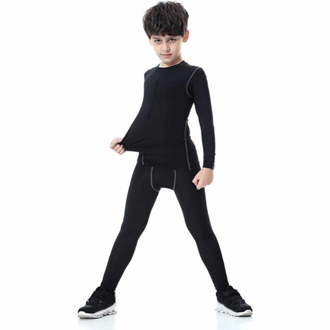 キッズ コンプレッションウェア 2点セット スポーツインナー シャツ タイツ キッズ/ベビー/マタニティのキッズ服男の子用(90cm~)(その他)の商品写真