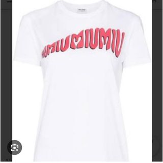 ミュウミュウ(miumiu)のミュウミュウ MIU MIU ビッグロゴ入り　Tシャツ　ホワイト(Tシャツ(半袖/袖なし))