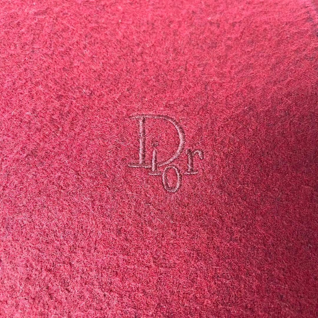 Christian Dior(クリスチャンディオール)の【美品】クリスチャンディオール　えんじ　ネイビー　刺繍ロゴ　マフラー　ショール レディースのファッション小物(マフラー/ショール)の商品写真