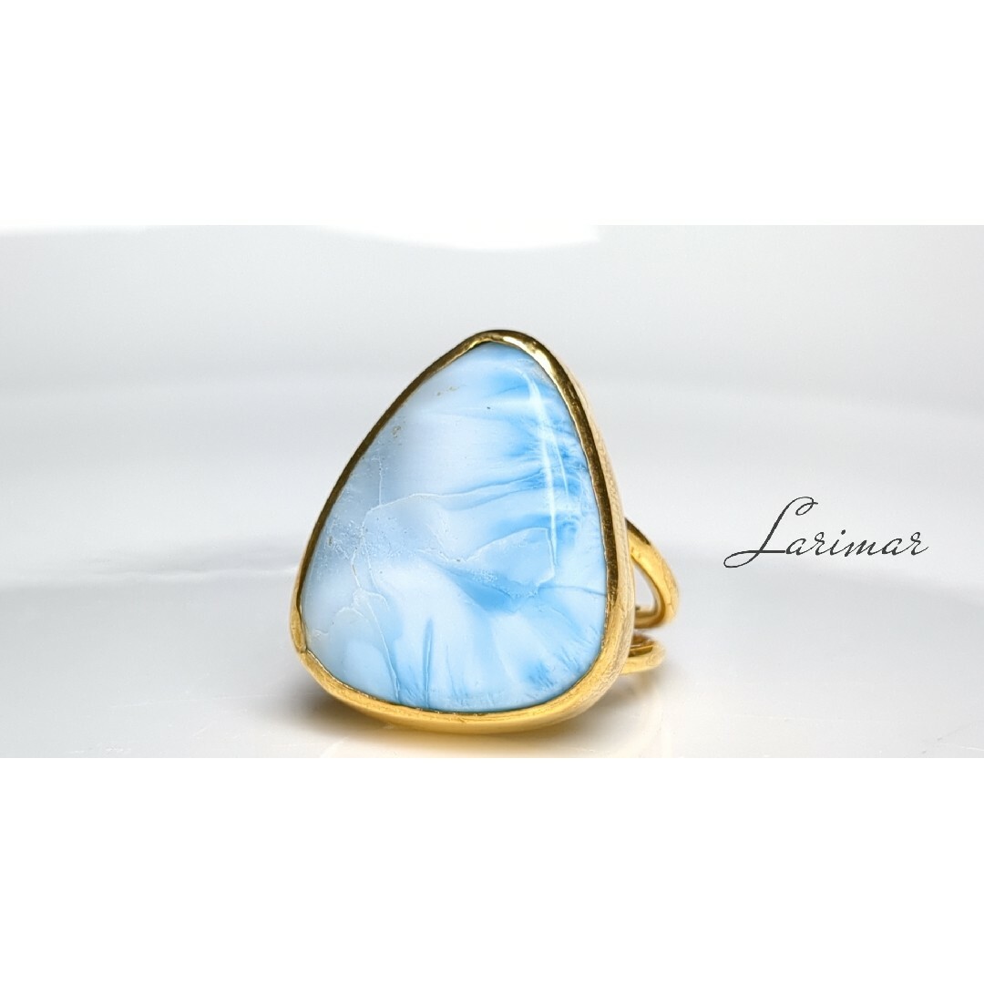 最新作◆カリブの宝石「ラリマー」の世界でひとつの天然石リング レディースのアクセサリー(リング(指輪))の商品写真