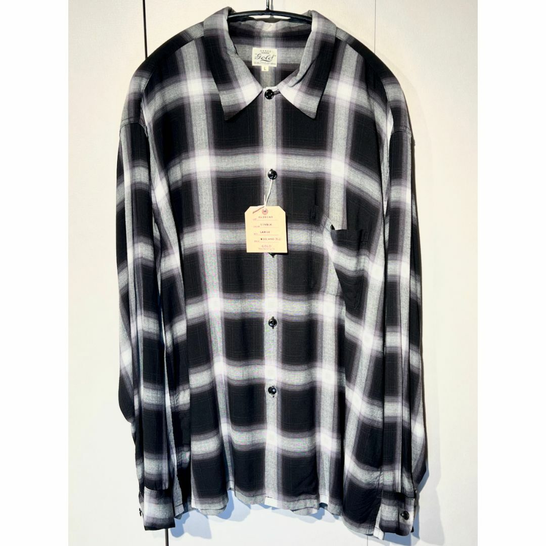 GOLD(ゴールド)のGOLD RAYON OMBRE CHECK OPEN SHIRT L 山田レン メンズのトップス(シャツ)の商品写真