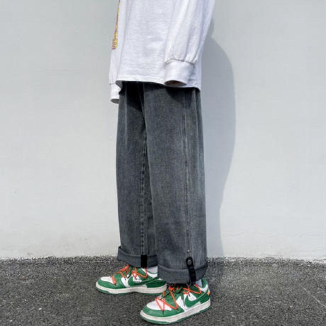 【メンズ】ストリート ワイド デニム パンツ ジーンズ ロールアップ メンズのパンツ(デニム/ジーンズ)の商品写真